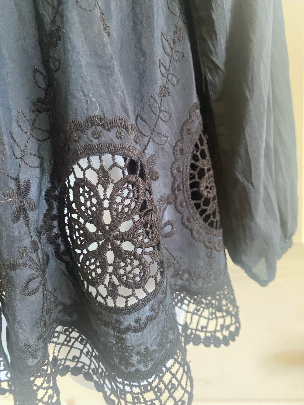 V Christina Black Button Front With Lace Blouse - Picture 4 of 5